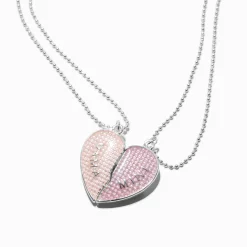 Mama & Mini UV Color-Changing Split Heart Pendant Necklaces - 2 Pack