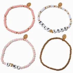 Mental Health Awareness Beaded Stretch Bracelets - 4 Pack