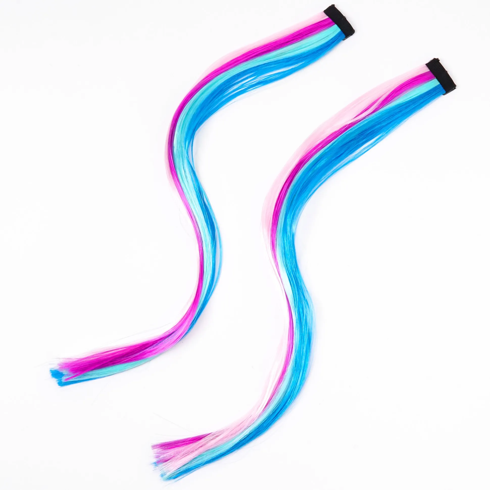 Mermaid Striped Faux Hair Clip In Extensions - 2 Pack