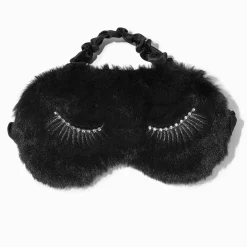 Metallic Lashes Black Furry Sleeping Mask