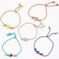 Mixed Fruit Adjustable Woven Bracelets - 5 Pack