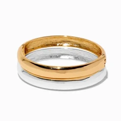 Mixed Metal Double Stack Bangle Set - 2 Pack