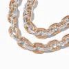 Mixed Metal Large Chain Multi-Strand Necklace