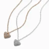 Mixed Metal Pavé Puffy Heart Pendant Necklace