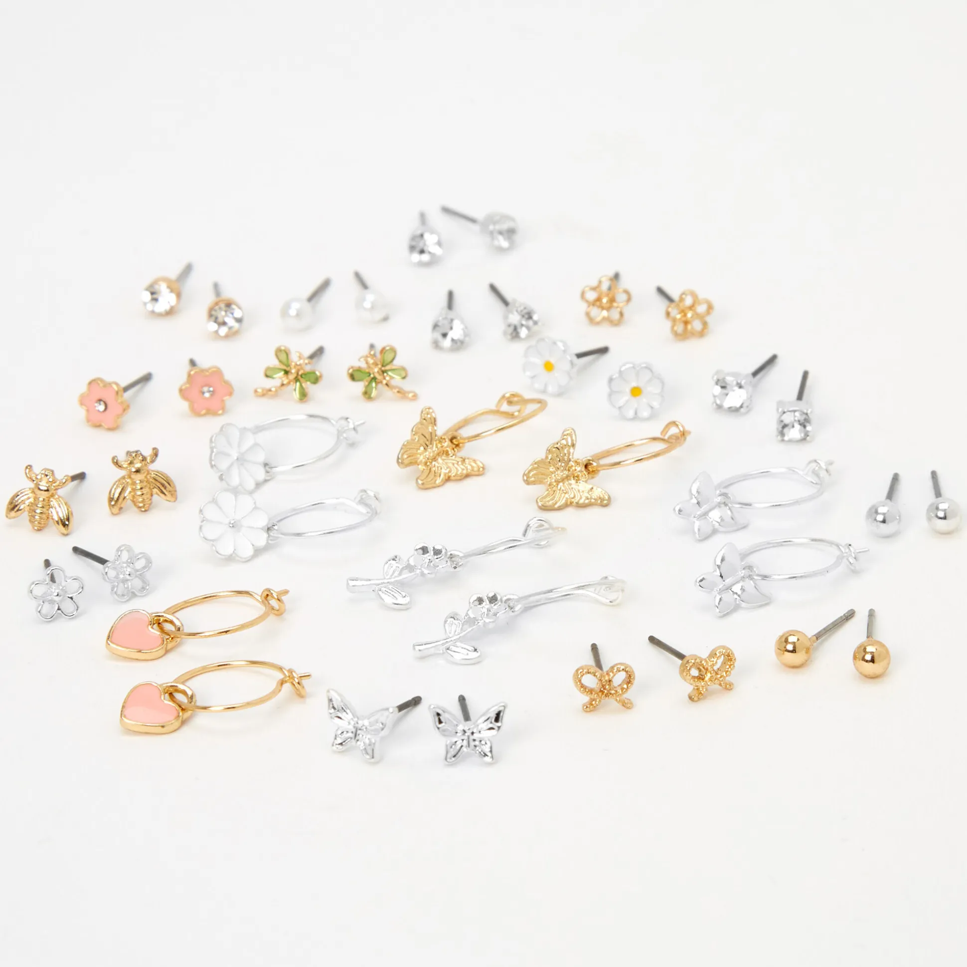 Mixed Metal Springtime Earrings Set - 20 Pack