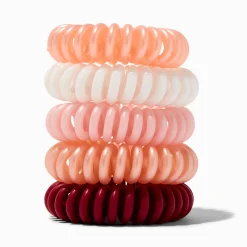 Mixed Tan Spiral Hair Ties - 5 Pack