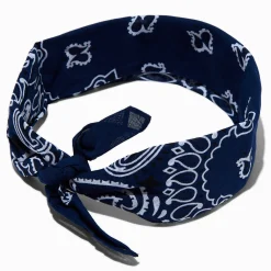 Navy Blue Paisley Bandana Headwrap