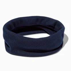 Navy Blue Wide Flat Ribbed Headwrap