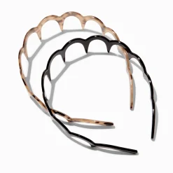 Neutral Tortoiseshell Zig Zag Headbands - 2 Pack