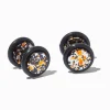 Orange Splatter Button Faux Ear Plug Earrings