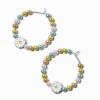 Pastel Beaded Daisy Hoop Earrings
