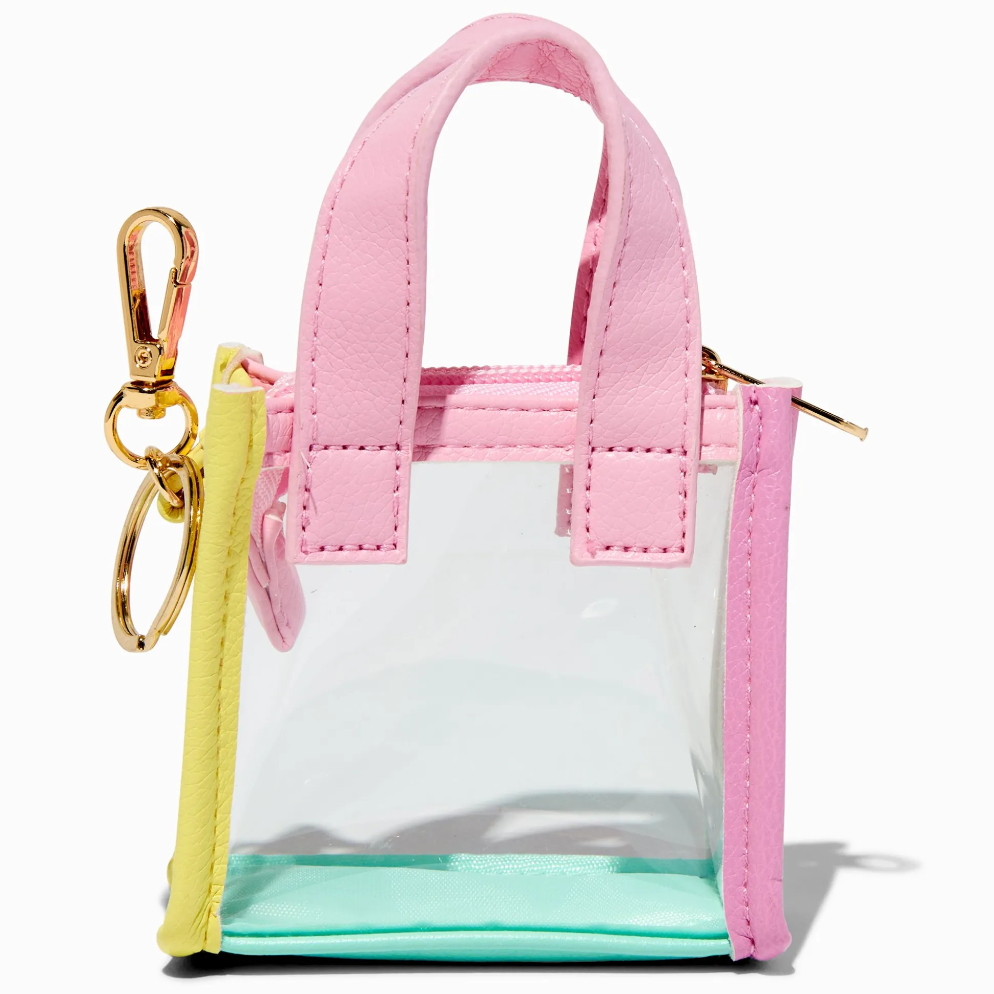Pastel Colorblock Clear Mini Tote Bag Keychain