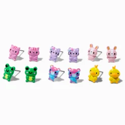 Pastel Cute Animal Stud Earrings - 6 Pack