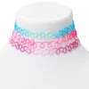 Pastel Glitter Ombré Tattoo Choker Necklaces - 3 Pack