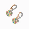 Pastel Pearl Daisy Huggie Hoop Earrings