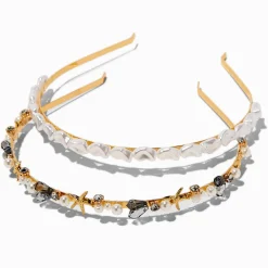 Pearl & Gemstone Beachy Headbands - 2 Pack