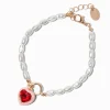 Pearl & Red Heart Charm Bracelet