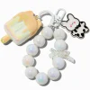 Pearl Cat Ice Pop Wristlet Keychain