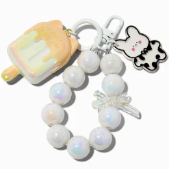 Pearl Cat Ice Pop Wristlet Keychain