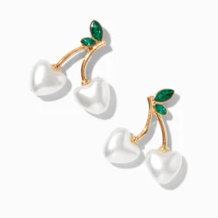 Pearl Cherry Gold-tone Drop Earrings
