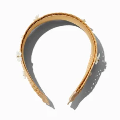 Pearl Flower & Raffia Headband