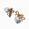 Pearl Heart & Bow Clip-On Drop Earrings