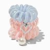 Pink & Blue Shimmer Charm Spiral Hair Ties - 3 Pack