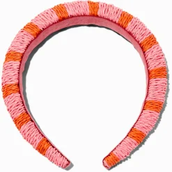 Pink & Orange Striped Rattan Headband