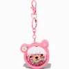 Pink Bear Face Water-Filled Glitter Keychain