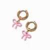 Pink Bow Hoop Earrings