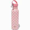 Pink Checkered Stainless Steel Water Bottle