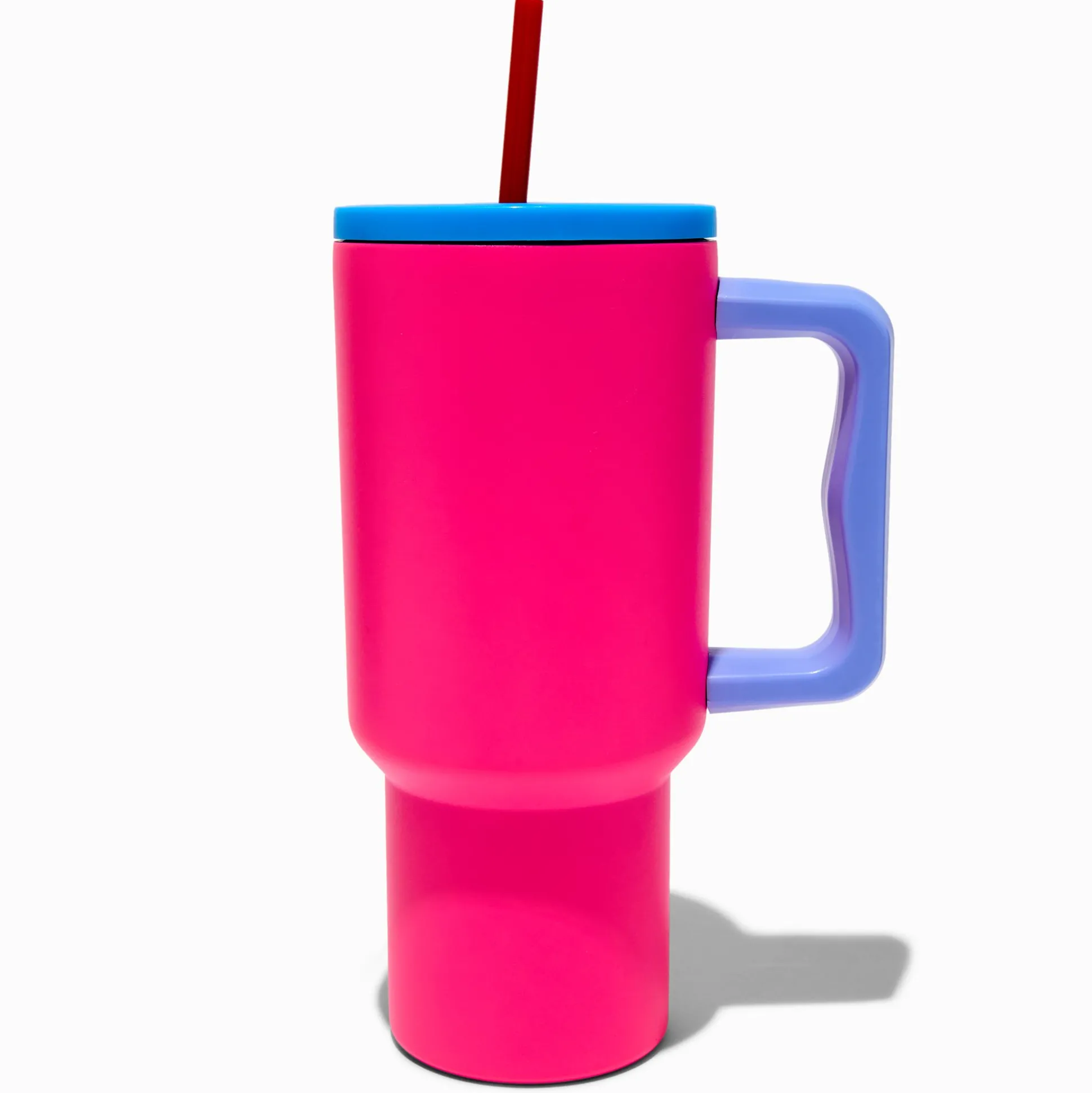 Pink Colorblock Stainless Steel Handled Tumbler