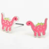 Pink Dinosaur Stud Earrings