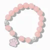 Pink Dog Paw Charm Beaded Stretch Bracelet
