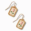 Pink Enamel Rose Medallion Drop Earrings