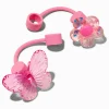 Pink Flower & Butterfly Straw Covers - 2 Pack