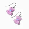 Pink Fuzzy Teddy Bear Drop Earrings