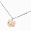 Pink Glow in the Dark Cat Head Pendant Necklace