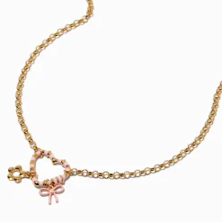 Pink Heart Carabiner Cluster Charm Pendant Necklace