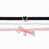 Pink Mesh Heart Velvet Choker Necklaces - 3 Pack