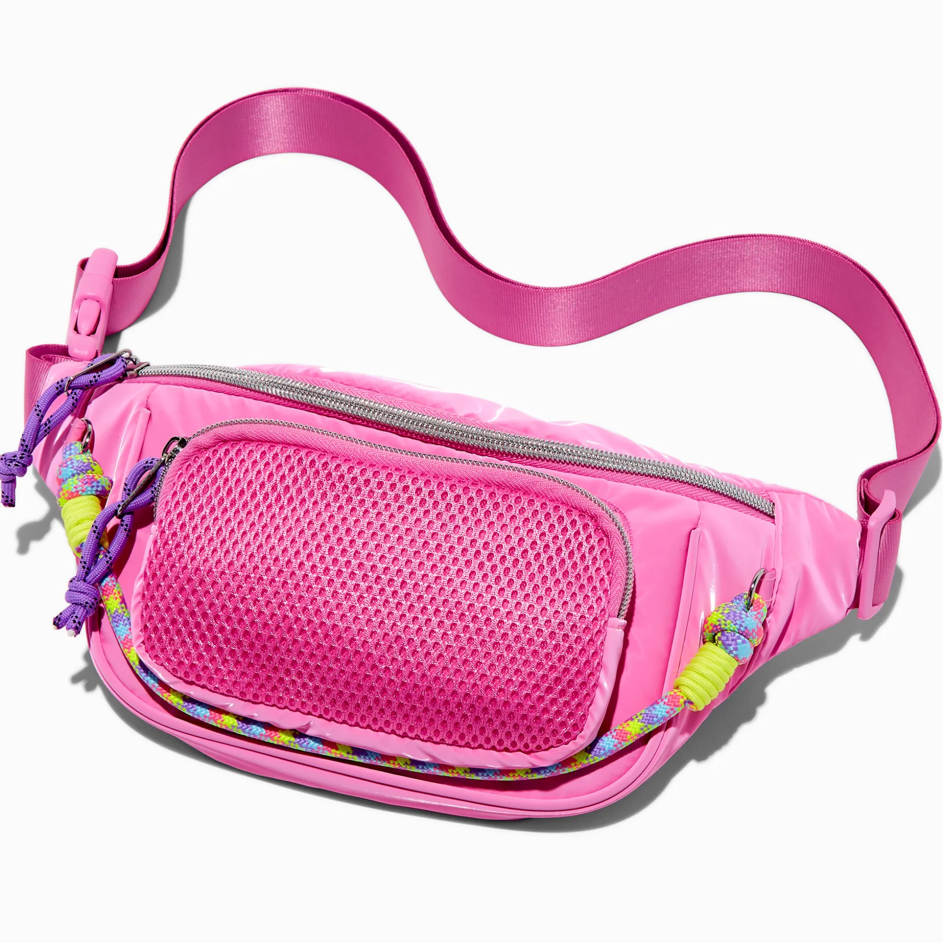 Pink Nylon Cord Belt Bag