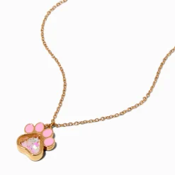 Pink Paw Shaker Pendant Necklace