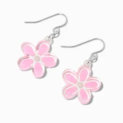 Pink Plastic Daisy Drop Earrings