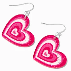 Pink Pulsating Heart 1.5" Drop Earrings