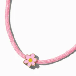 Pink Rope Flower Pendant Necklace