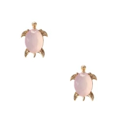 Pink Stone Turtle Stud Earrings