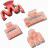 Pink Tortoiseshell Squiggle Hair Claws - 4 Pack