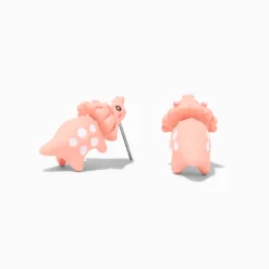 Pink Triceratops Bite Stud Earrings