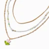 Pink Tulip Gold-tone Multi-Strand Necklace