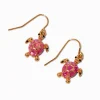 Pink Turtle Drop Earrings